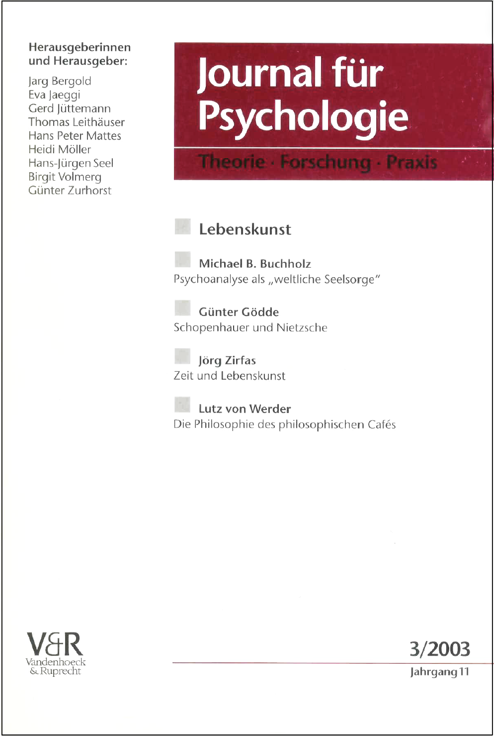 Heftcover: Journal für Psychologie 03 2003